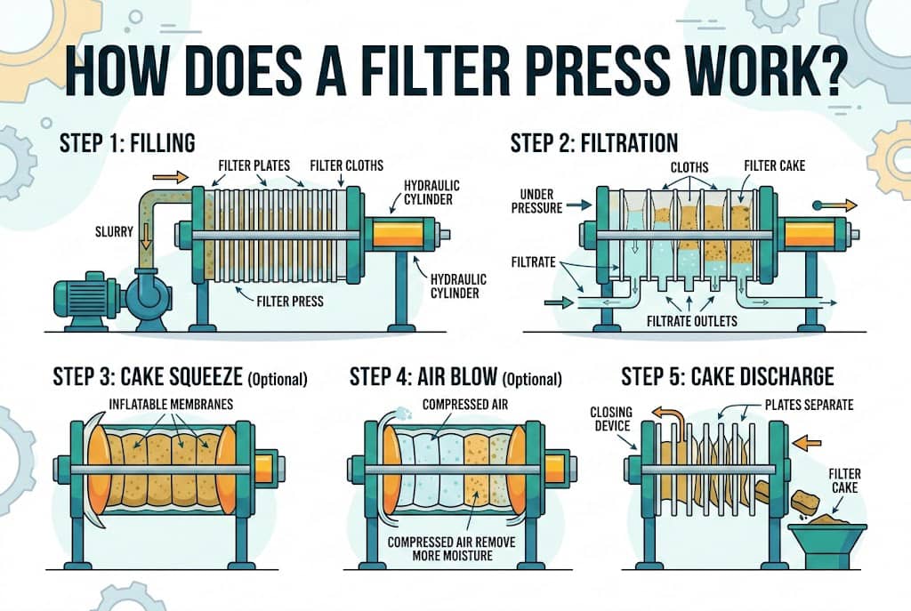 how does a filter press work