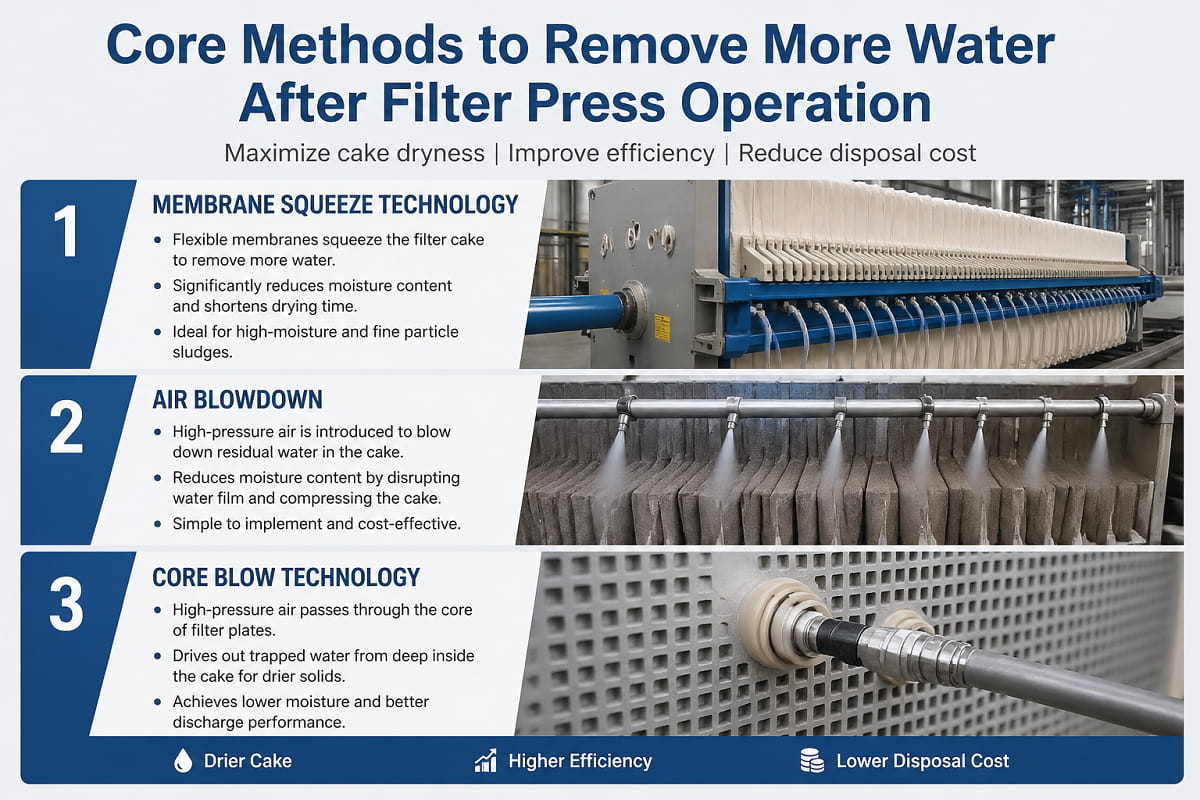 3 Methods to Remove More Water After Filter Press Operation